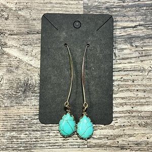 Gold Dangly Turquoise Earrings